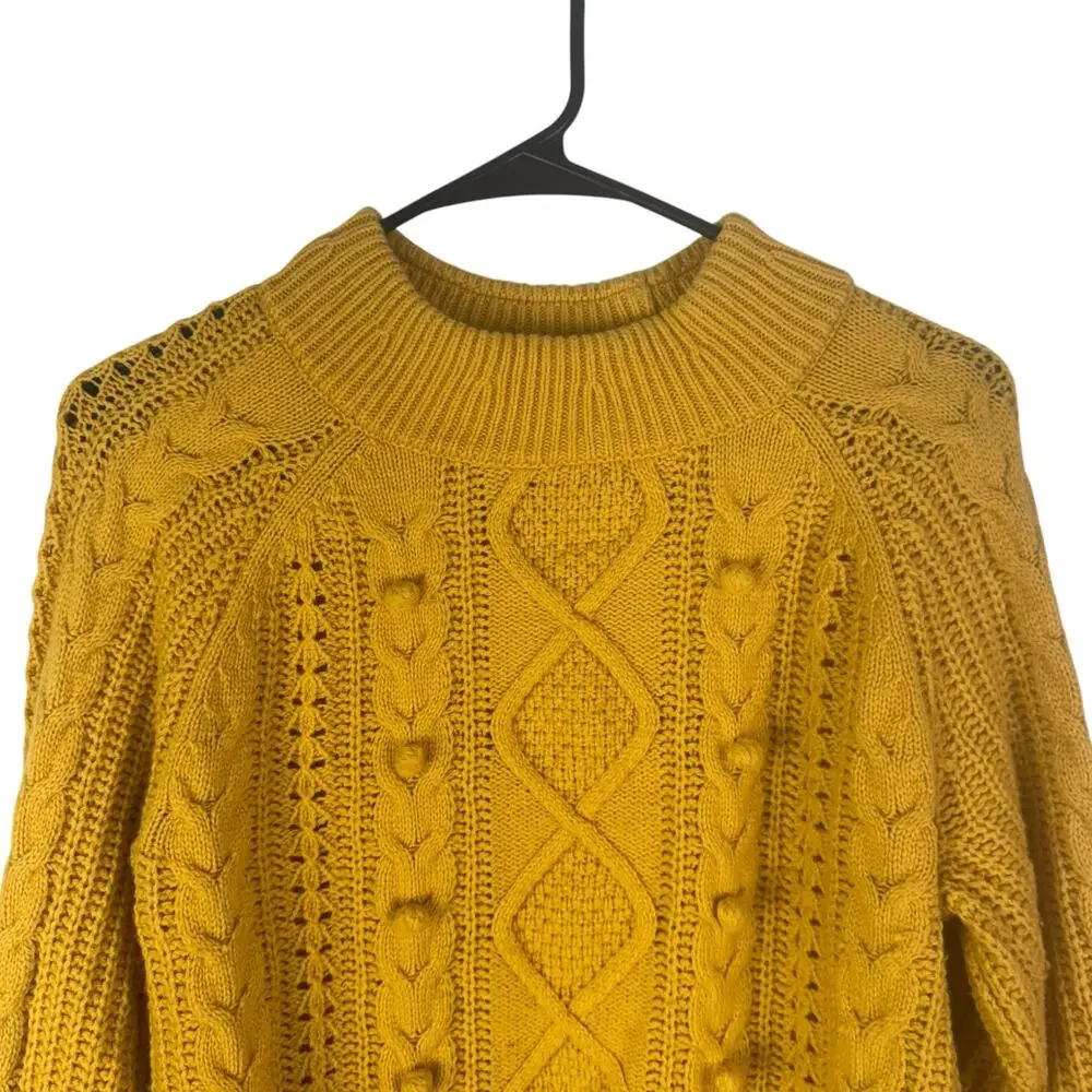 J. Crew Women Azra Cable Knit Pullover Crewneck Raglan Sleeve‎ Classic Medium